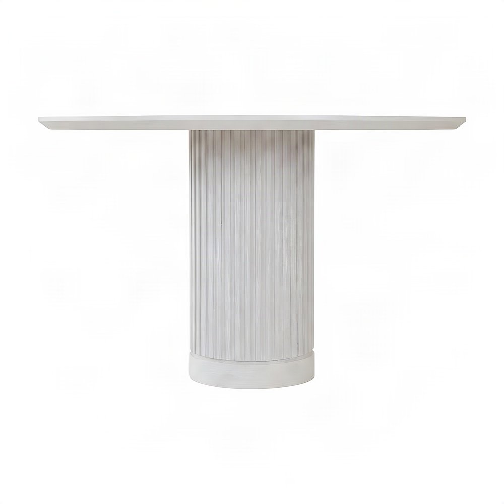 Wood Round Pedestal Side and End Table, Fully Assembled Tall Accent, White