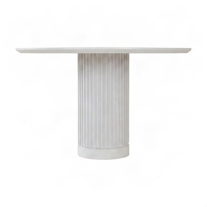 Wood Round Pedestal Side and End Table, Fully Assembled Tall Accent, White