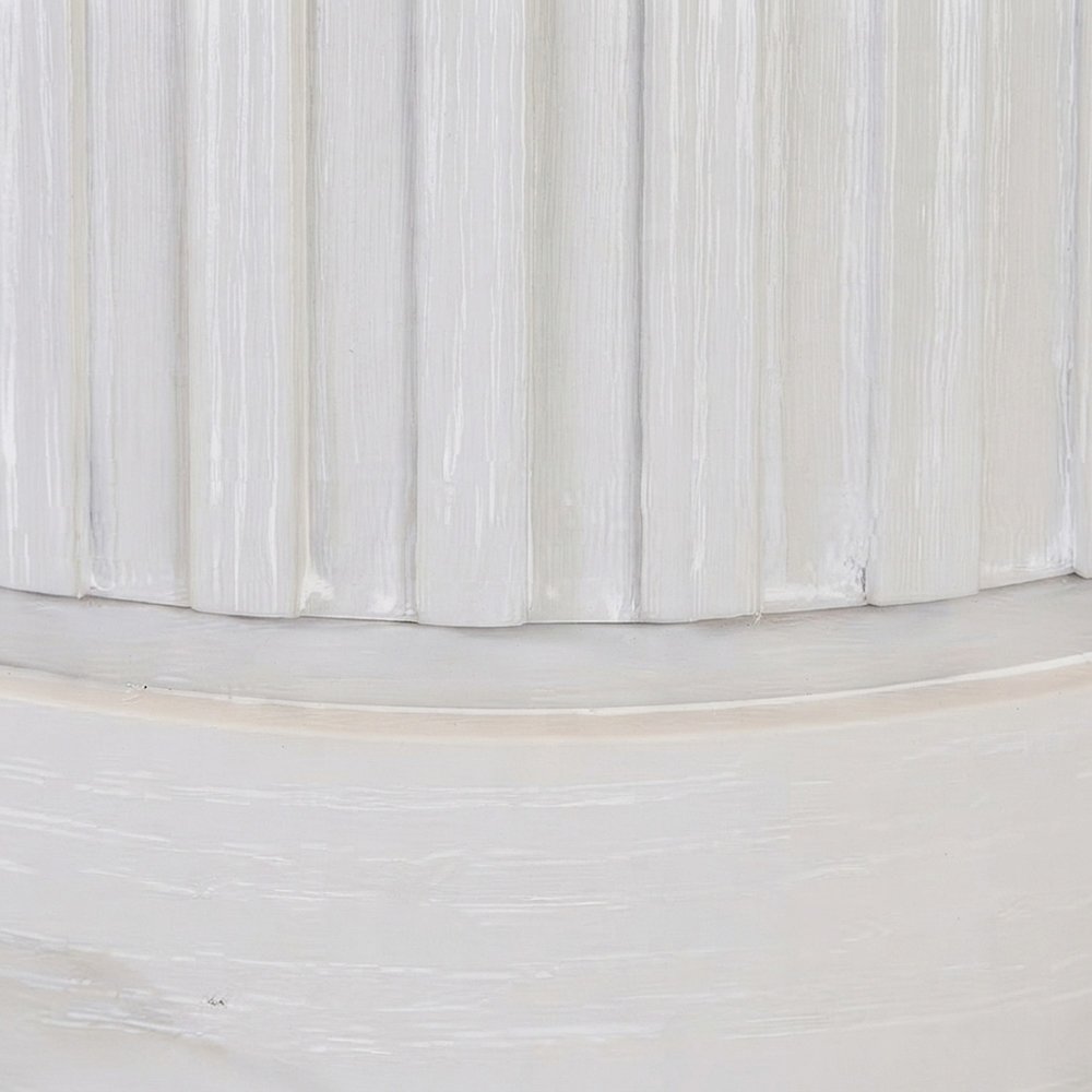 Wood Round Pedestal Side and End Table, Fully Assembled Tall Accent, White