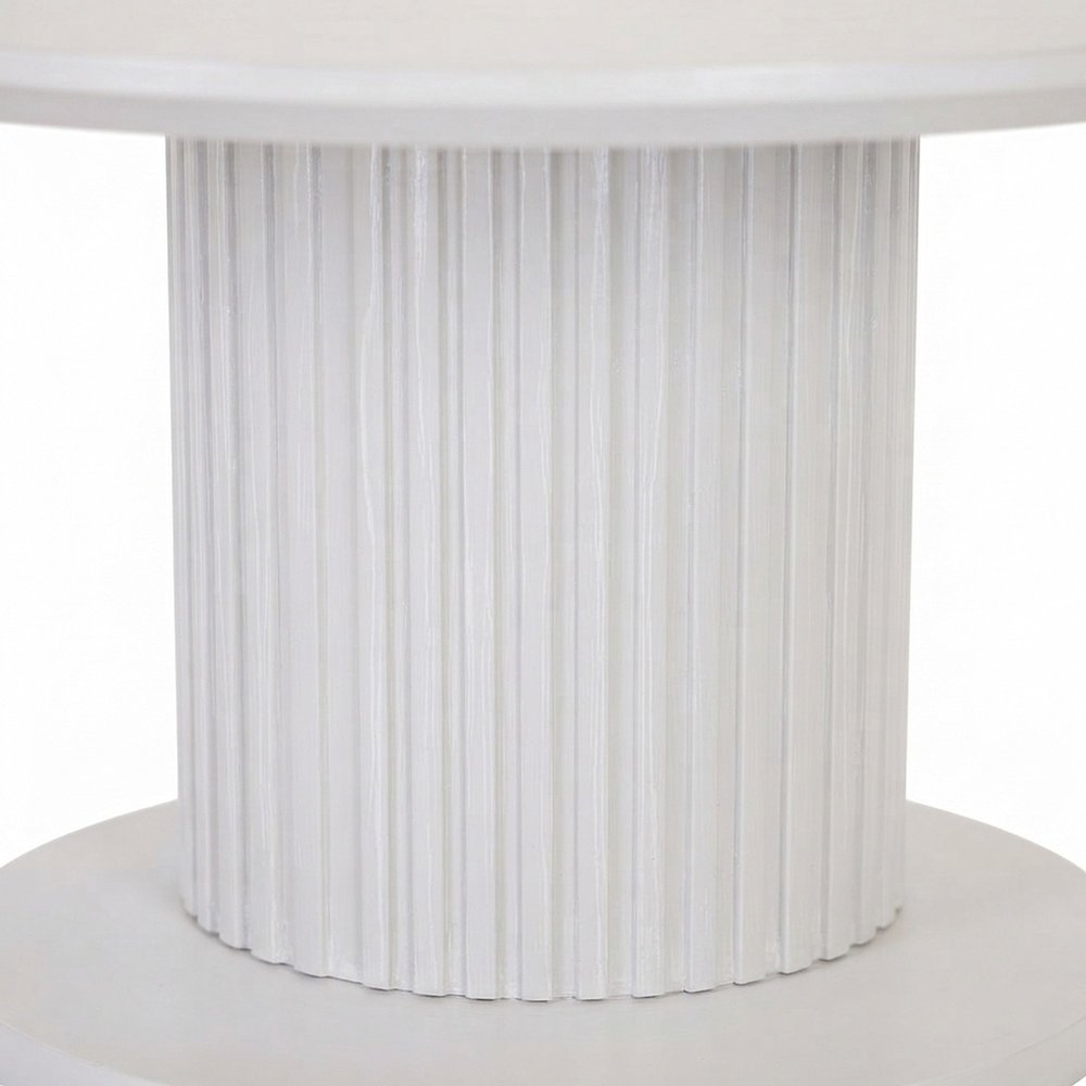 Wood Round Pedestal Side and End Table, Fully Assembled Tall Accent, White