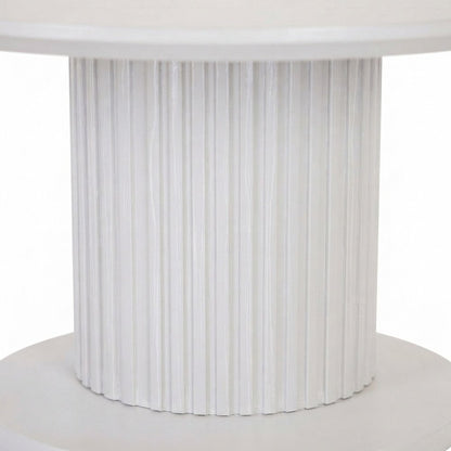 Wood Round Pedestal Side and End Table, Fully Assembled Tall Accent, White