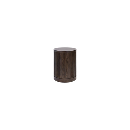 Modern round pedestal table, side table, cocktail stand, fully assembled, brown