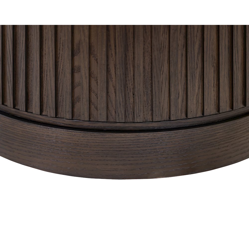 Modern round pedestal table, side table, cocktail stand, fully assembled, brown