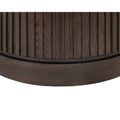 Modern round pedestal table, side table, cocktail stand, fully assembled, brown