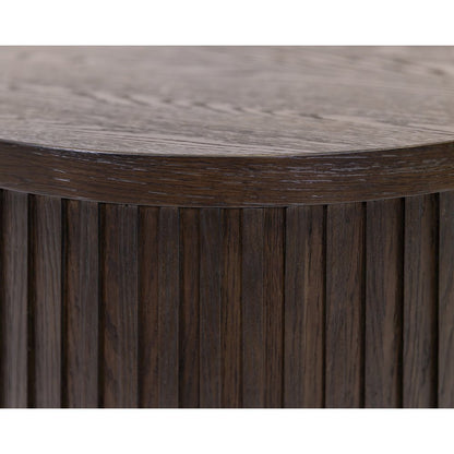 Modern round pedestal table, side table, cocktail stand, fully assembled, brown