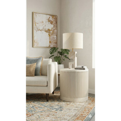 Modern round pedestal table, side table, cocktail stand, fully assembled, white