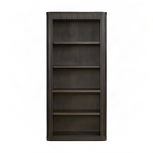 Tall Wood Open Bookcase with Industrial-Style Display Shelves, Brown
