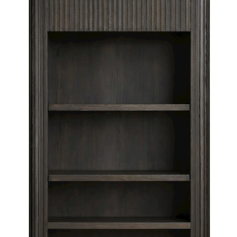 Tall Wood Open Bookcase with Industrial-Style Display Shelves, Brown