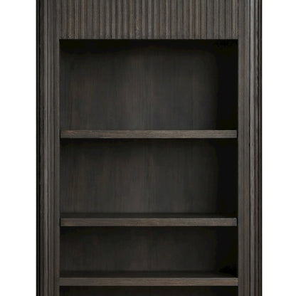 Tall Wood Open Bookcase with Industrial-Style Display Shelves, Brown