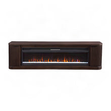Wooden Fireplace TV Console with Media Storage, Fully Assembled, Brown, 84 Inch