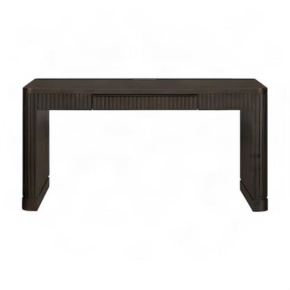 Wooden Executive Writing Desk with Drawers, Shelves, and Storage, Brown