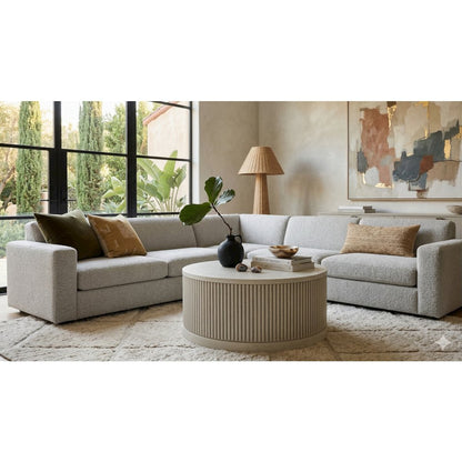 Modern round coffee table, side table, cocktail stand, fully assembled, white