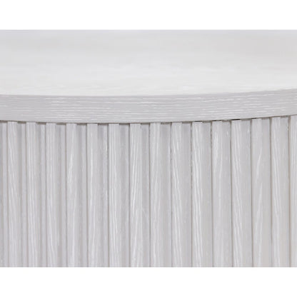 Modern round coffee table, side table, cocktail stand, fully assembled, white