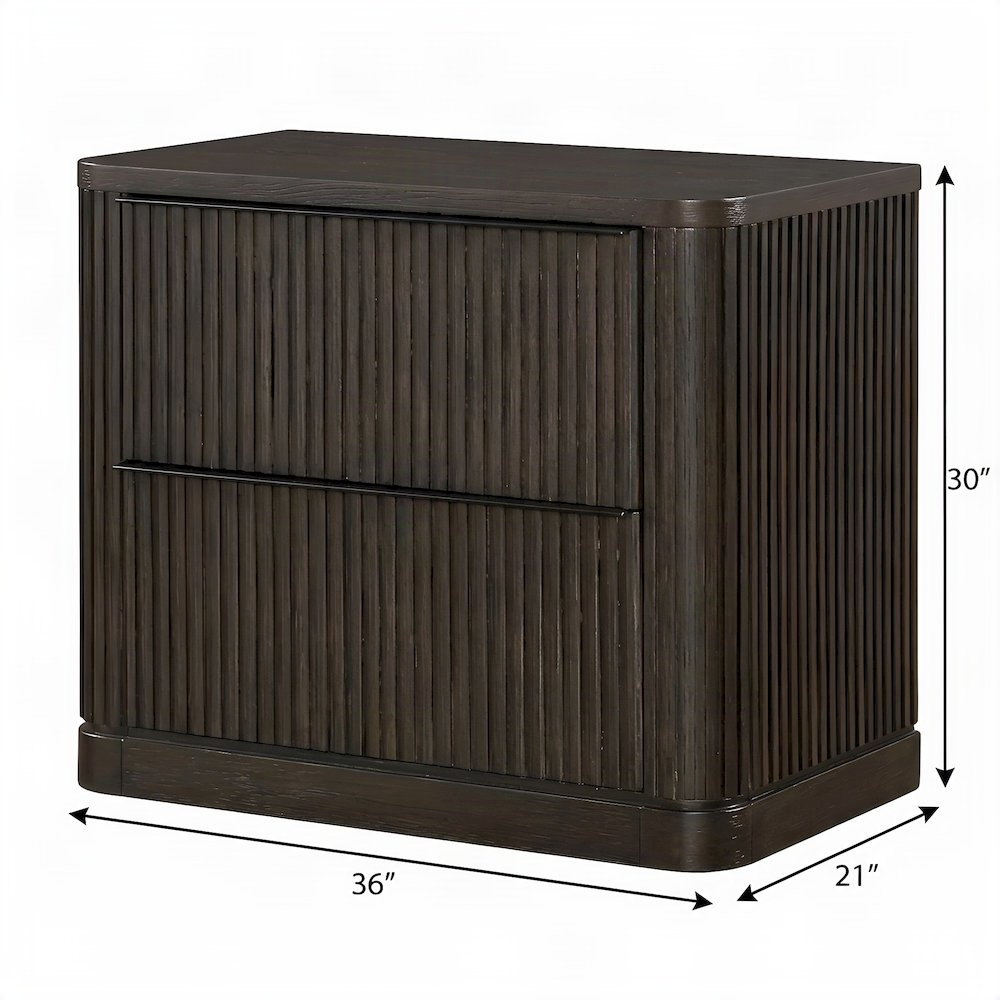 Wood Laminated Lateral File Cabinet with Legal and Letter Drawer, Brown