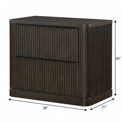 Wood Laminated Lateral File Cabinet with Legal and Letter Drawer, Brown