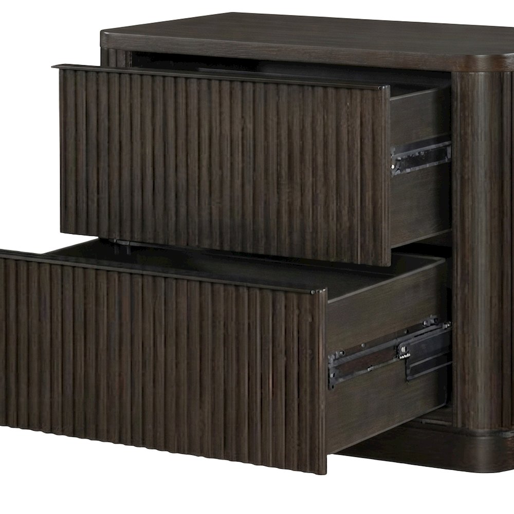 Wood Laminated Lateral File Cabinet with Legal and Letter Drawer, Brown