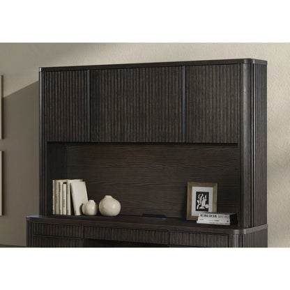 Tulane Executive Hutch With Wood Doors, Fully Assembled, Brown