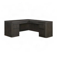 Wood Corner L-Shaped Executive Desk with Pedestal File Drawers, Brown