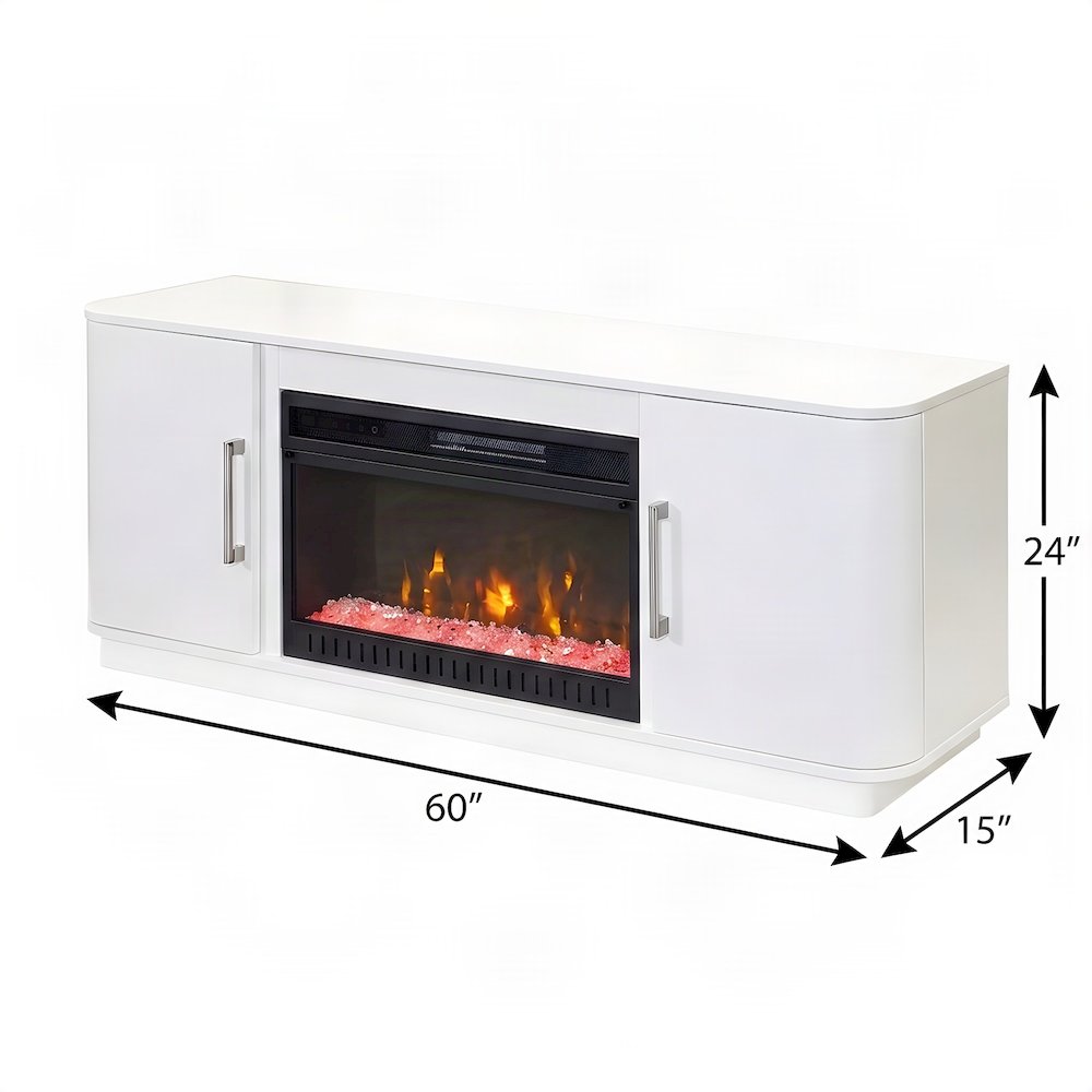 Wood Fireplace TV Stand Console, Fully Assembled Entertainment, White