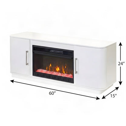 Wood Fireplace TV Stand Console, Fully Assembled Entertainment, White