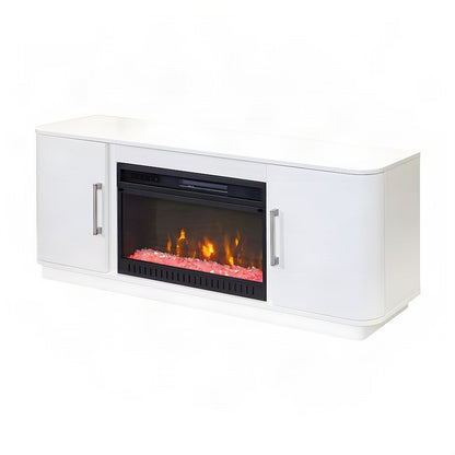 Wood Fireplace TV Stand Console, Fully Assembled Entertainment, White