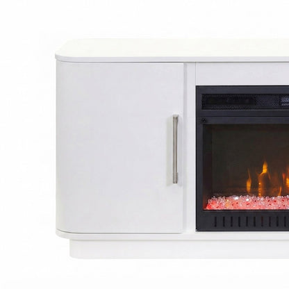 Wood Fireplace TV Stand Console, Fully Assembled Entertainment, White