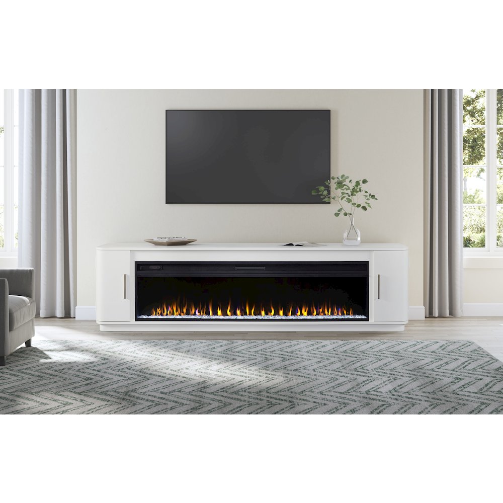 Uptown 84" Fireplace Console, Fully Assembled, White