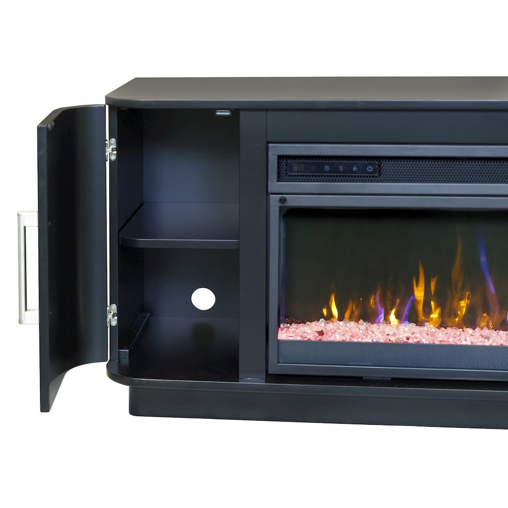 Uptown 96" Fireplace Console, Fully Assembled, Black