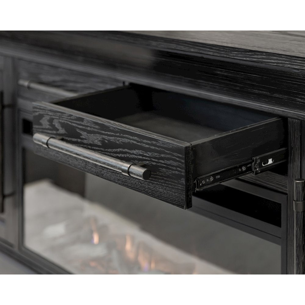 Transitional 80" Fireplace Console, Entertainment Storage, TV Stand