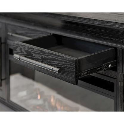 Transitional 80" Fireplace Console, Entertainment Storage, TV Stand