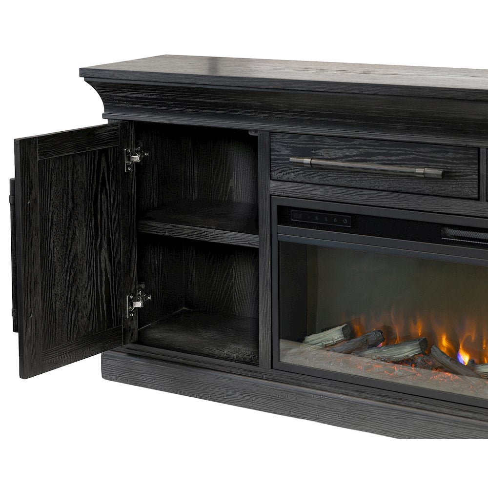 Transitional 80" Fireplace Console, Entertainment Storage, TV Stand