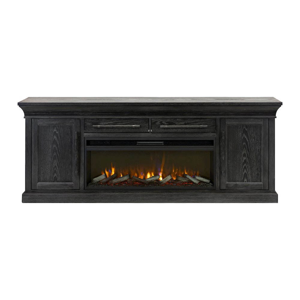 Transitional 80" Fireplace Console, Entertainment Storage, TV Stand