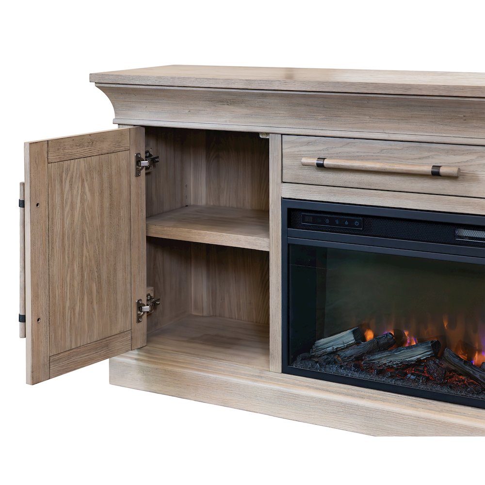Transitional 80" Fireplace Console, Entertainment Storage, TV Stand