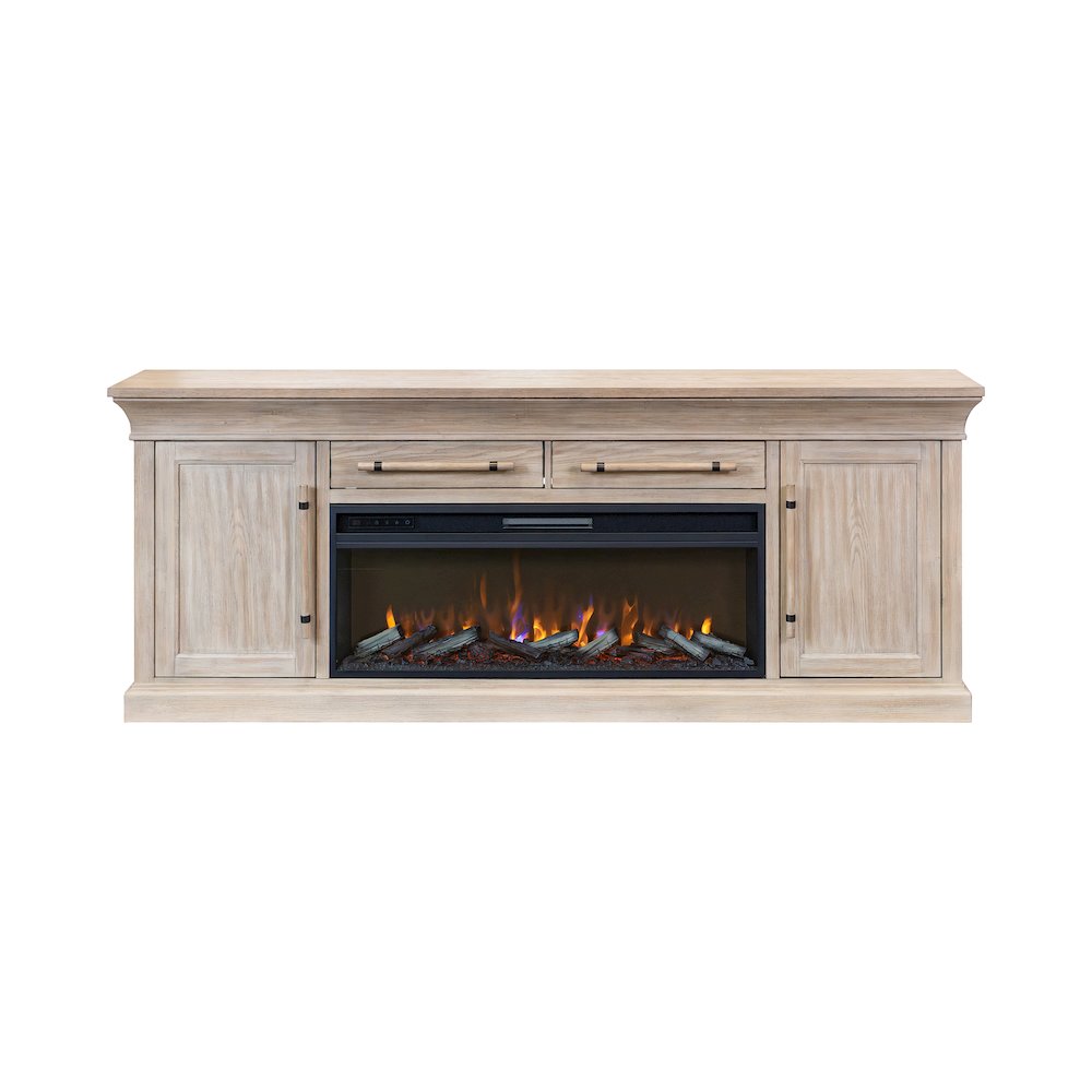 Transitional 80" Fireplace Console, Entertainment Storage, TV Stand