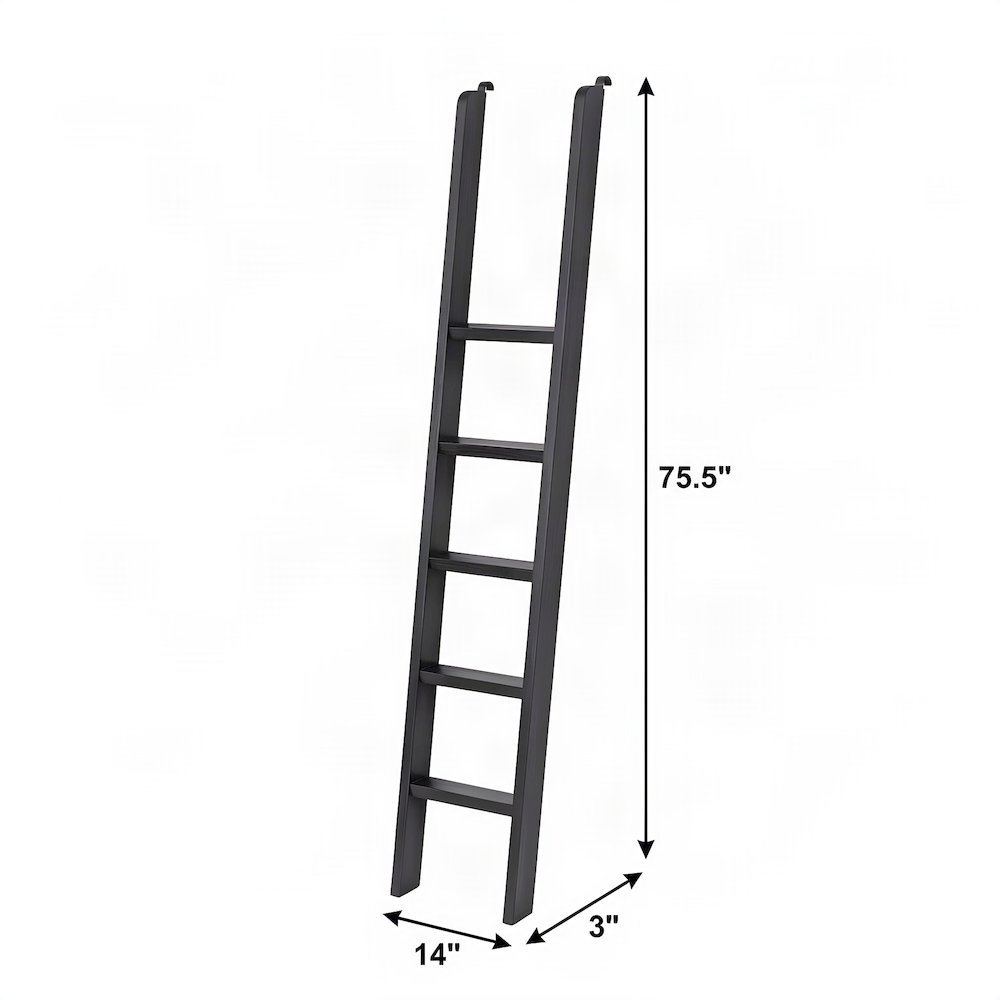 Solid Wood Blanket Ladder Shelf and Decorative Quilt Rack Stand, Black