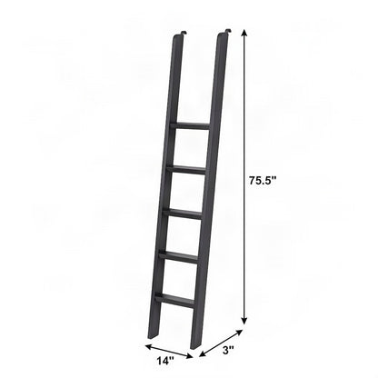 Solid Wood Blanket Ladder Shelf and Decorative Quilt Rack Stand, Black