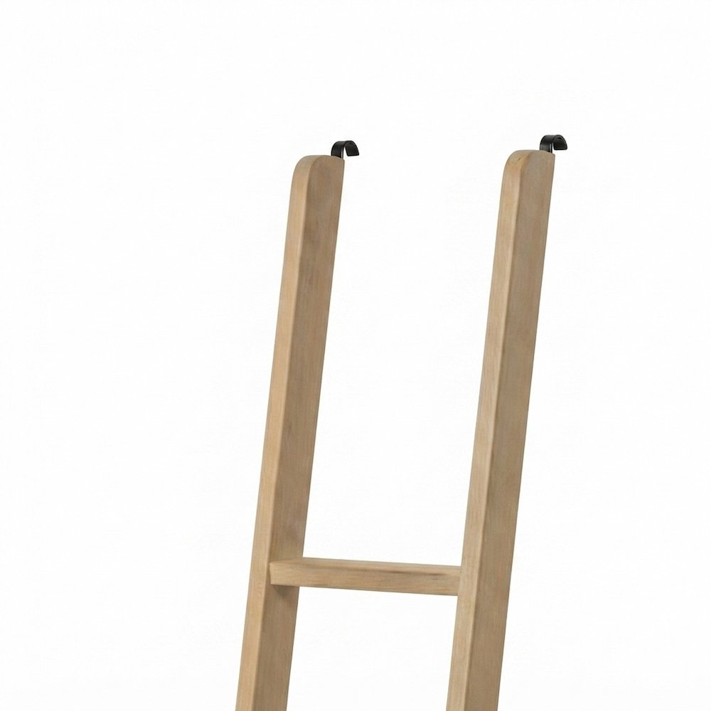 Solid Wood Blanket Ladder Shelf and Decorative Quilt Rack Stand, Brown