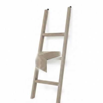 Solid Wood Blanket Ladder Shelf and Decorative Quilt Rack Stand, Brown