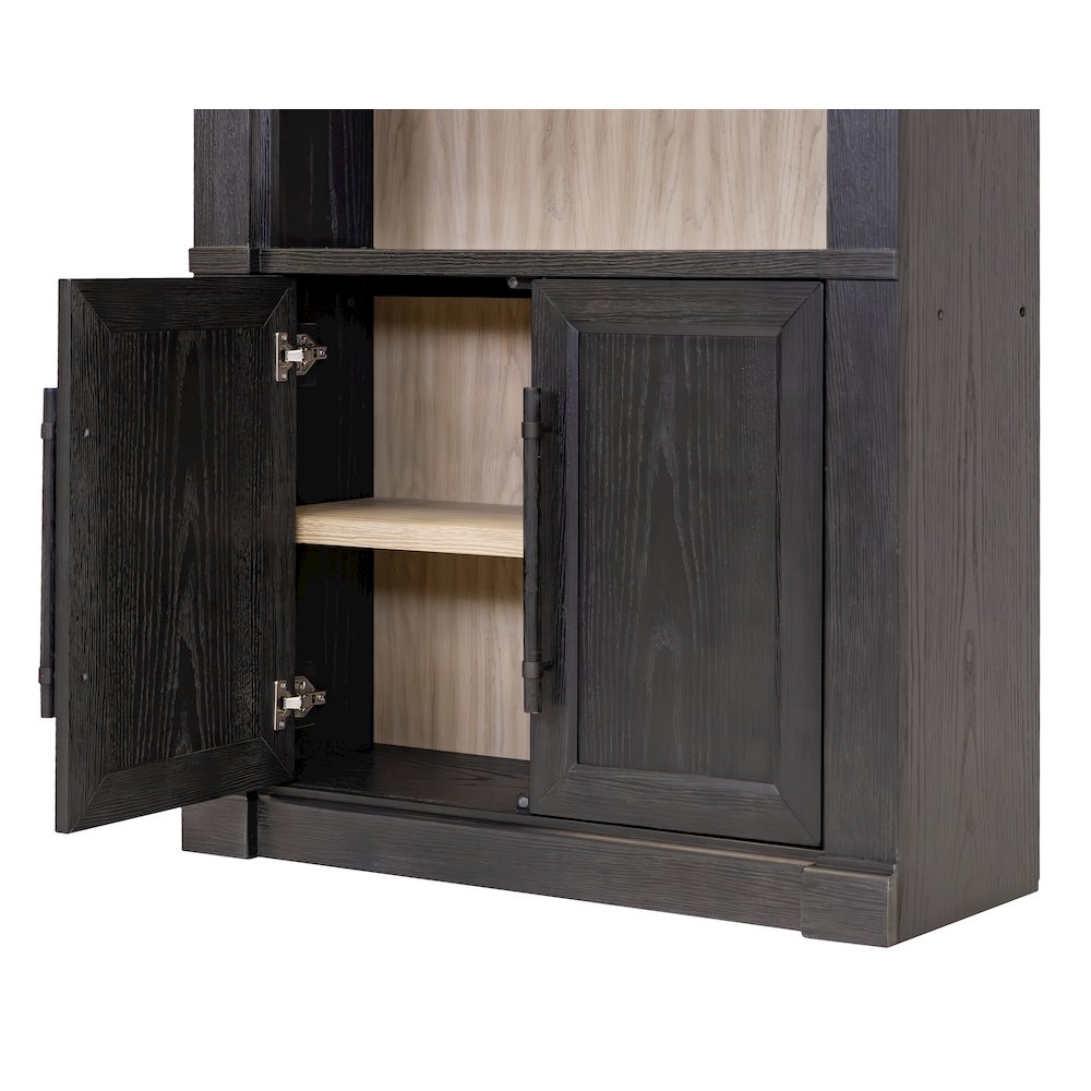 Contemporary 8' Tall Wood Bookcase, Storage Organizer, Display Shelf, Black