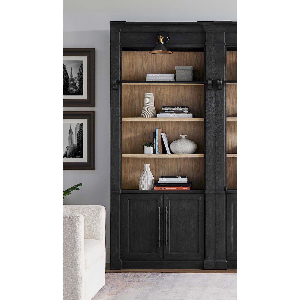 Contemporary 8' Tall Wood Bookcase, Storage Organizer, Display Shelf, Black