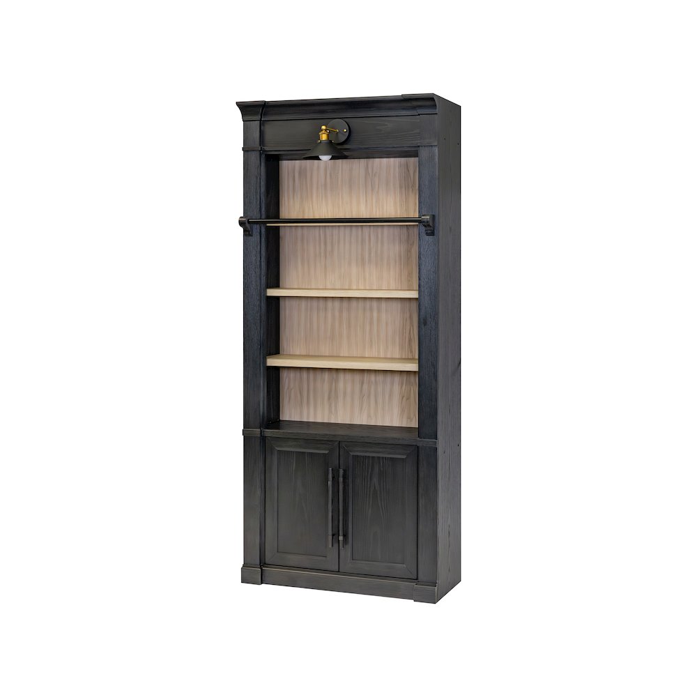 Contemporary 8' Tall Wood Bookcase, Storage Organizer, Display Shelf, Black