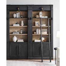 Two 8' Tall Bookcase Wall With Ladder, Storage Organizer, Display Shelf, Black