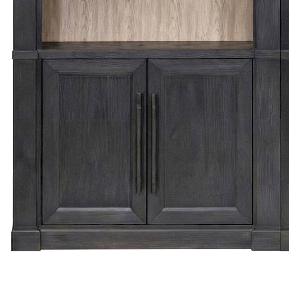 Wood Tall Bookshelf Set of 2 with Ladder Rail Storage Shelves, Black