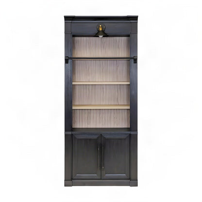 Contemporary Wood Tall Bookcase with Open Display Storage Shelves, Black
