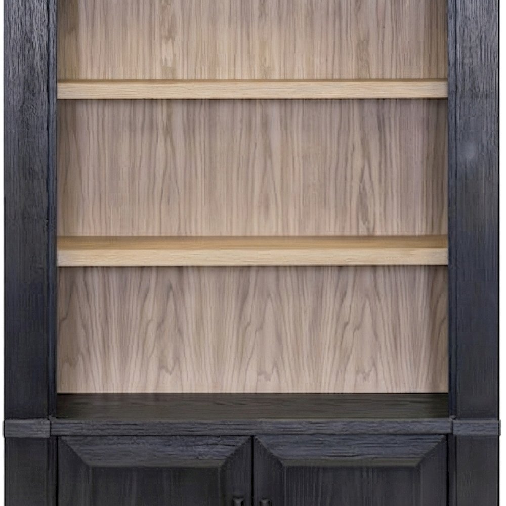 Contemporary Wood Tall Bookcase with Open Display Storage Shelves, Black