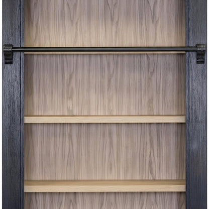Contemporary Wood Tall Bookcase with Open Display Storage Shelves, Black