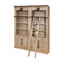 Wood Tall Bookshelf Set of 2 with Ladder Rail Storage Shelves, Brown