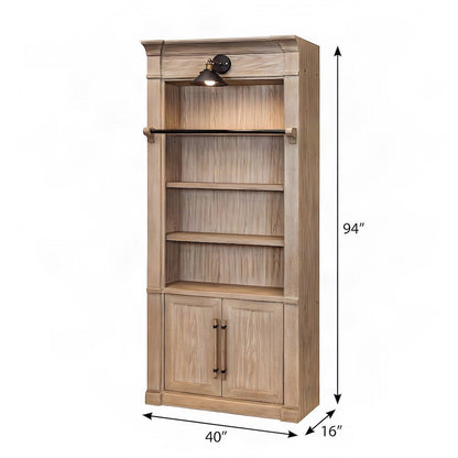Contemporary Wood Tall Bookcase with Open Display Storage Shelves, Brown