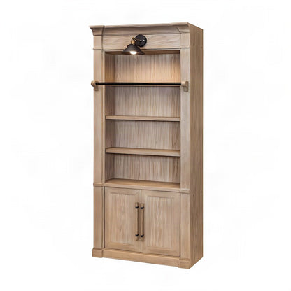Contemporary Wood Tall Bookcase with Open Display Storage Shelves, Brown