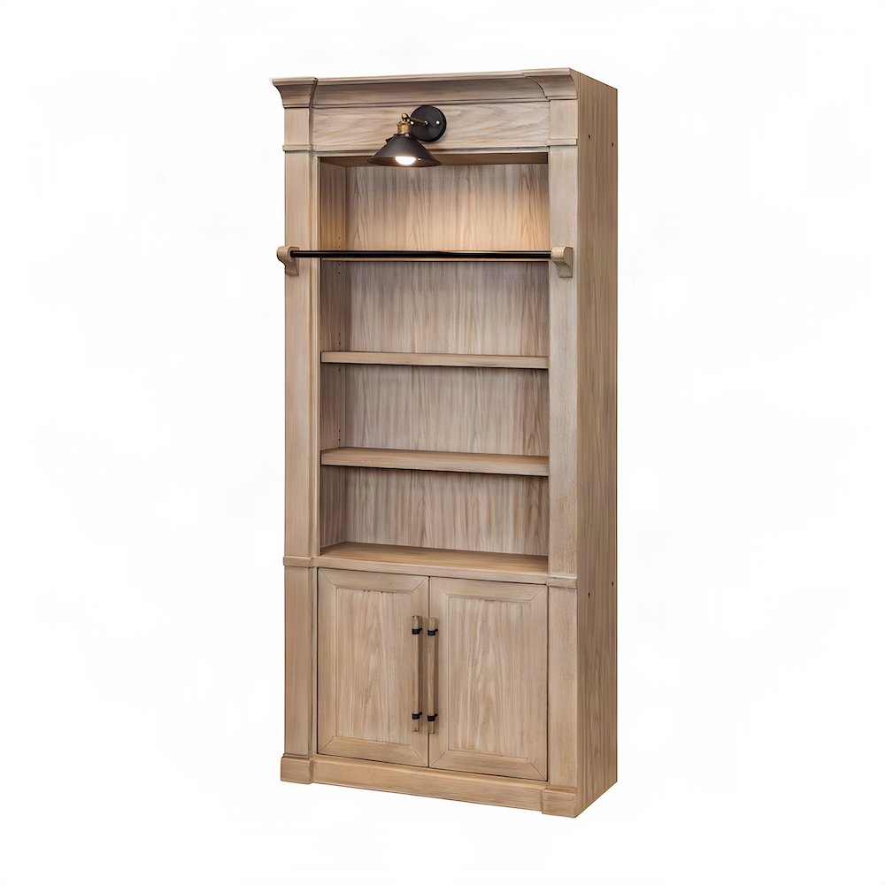 Contemporary Wood Tall Bookcase with Open Display Storage Shelves, Brown